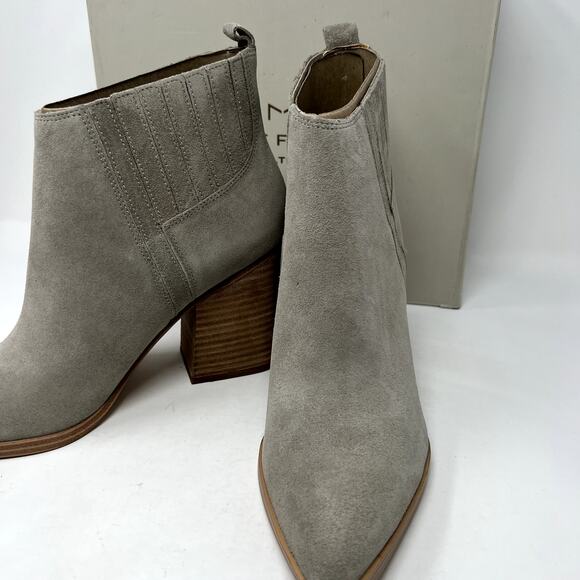 Marc Fisher LTD Orlanda Grey Suede Leather Block Heel Womens Bootie 10M New - Picture 7 of 11